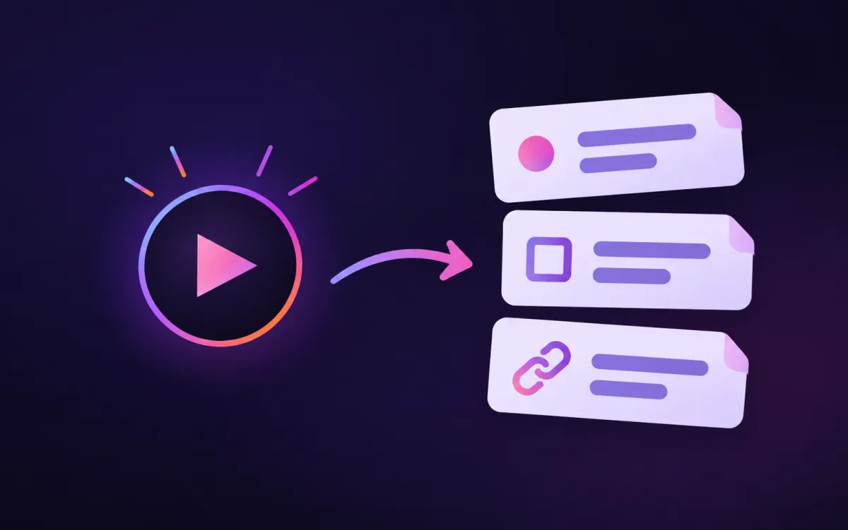 Illustrative video play, checklist and link motif for UniversiTube; not a product screenshot